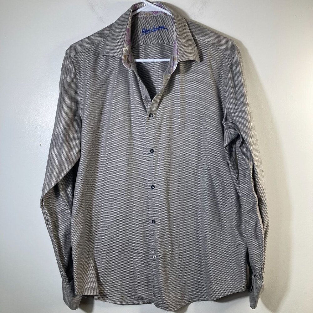 Mens Robert Graham Button Shirt‎ Patterned Cats Eye Floral L Cotton Long Sleeve